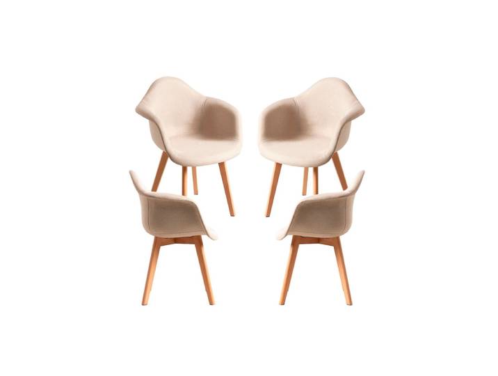 4er Set Belu Stoff Stühle - Beige