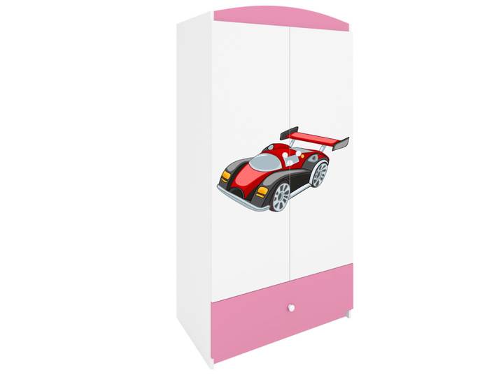Raumhirsch Furniture Kinderkleiderschrank Rennwagen, Hellrosa, Rechteckig, 90x175x52 cm, Babymöbel & Kindermöbel, Babyzimmer, Babykleiderschränke