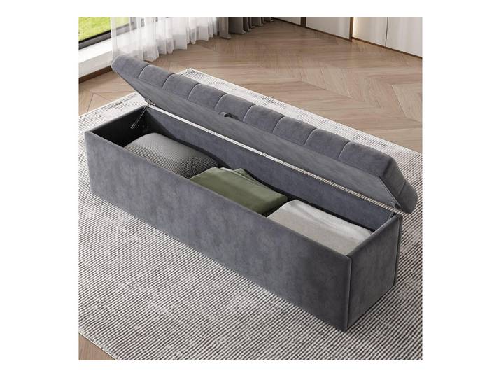 LuxusKollektion Polsterbank Polsterbank mit Stauraum 138x41 Grau (1-St)