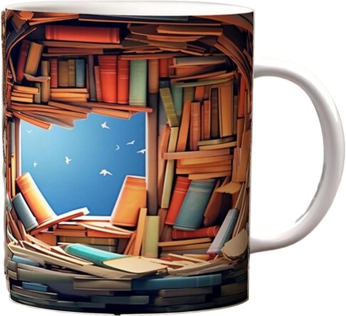 Keramische mok met creatief boekenplank design - Stijl 6