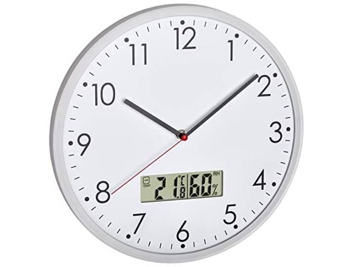 Horloge Murale Analogique Avec Thermomètre Et Hygromètre Numériques Pour Le Contrôle Du Climat Ambiant\, Verre Transparent\, 310 X 55 X 340 Mm - Tfa Dostmann