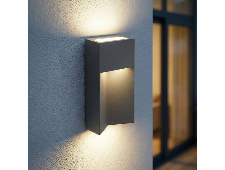 Applique d'extérieur LED Kaholo, CCT, noire, angulaire - Lucande - Moderne - Aluminium