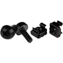 StarTech M5 x 12mm - Schrauben und Käfigmuttern - 50er Pack - Schwarz - M5 Montageschrauben und Kastenmut..., Serverschrank Zubehör, Schwarz