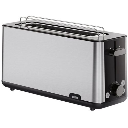 Braun Langschlitz-Toaster PurShine HT 1610 BK (edelstahl/schwarz, 1.030 Watt, für 2 Scheiben Toast)