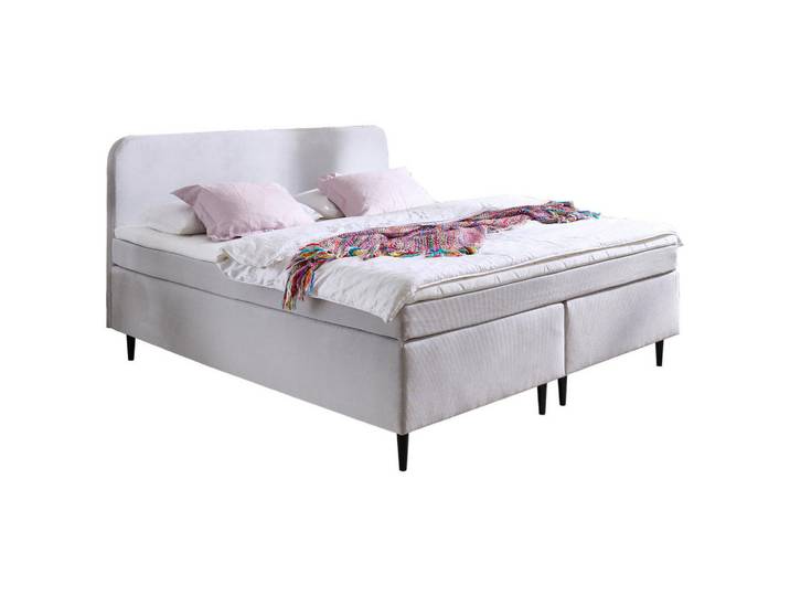 Boxxx Boxspringbett, Hellgrau, Holz, Fichte, massiv, H3, 140x200 cm, Topper durchgehend, Matratze durchgehend, Schlafzimmer, Bett, Boxspringbetten