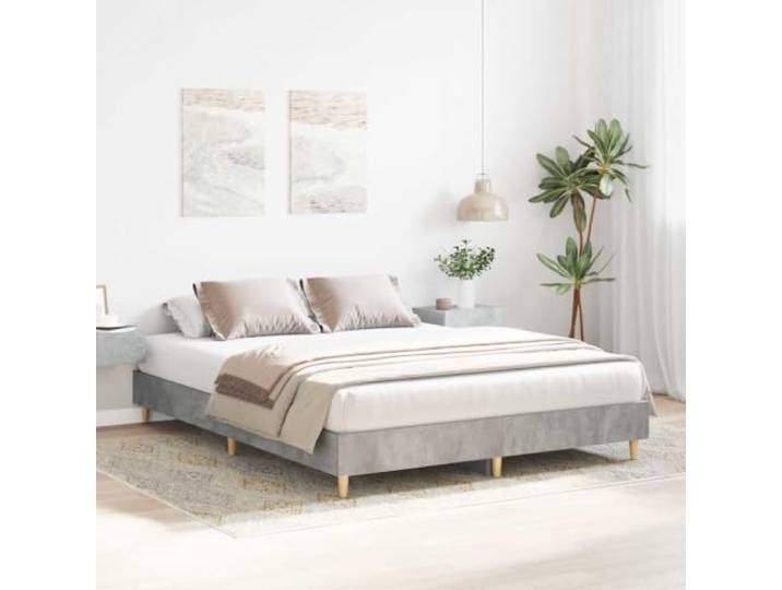 KTHLBRH Bettgestell ohne Matratze, Zementgrau, 150 x 200 cm Inklusive Lattenrost, Engineering-Holz, stabile Beine, Schlafzimmer