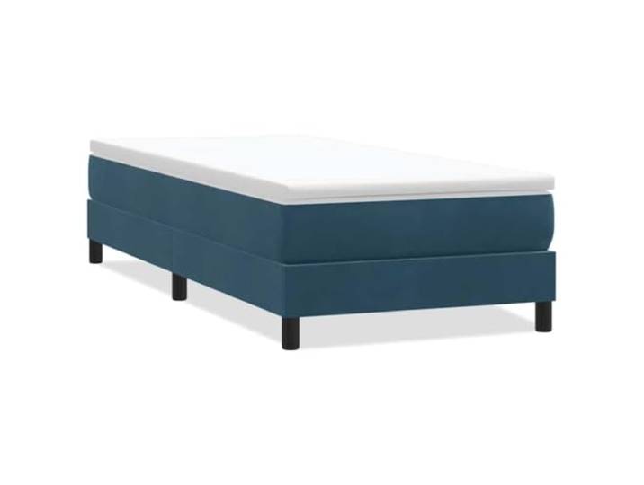 PUGYNBK Boxspringbett ohne Matratze, Samt, Dunkelblau, 100 x 220 cm Lattenrost im Lieferumfang enthalten, robuste Füße, weicher Stoff, atmungsaktive Unterstützung