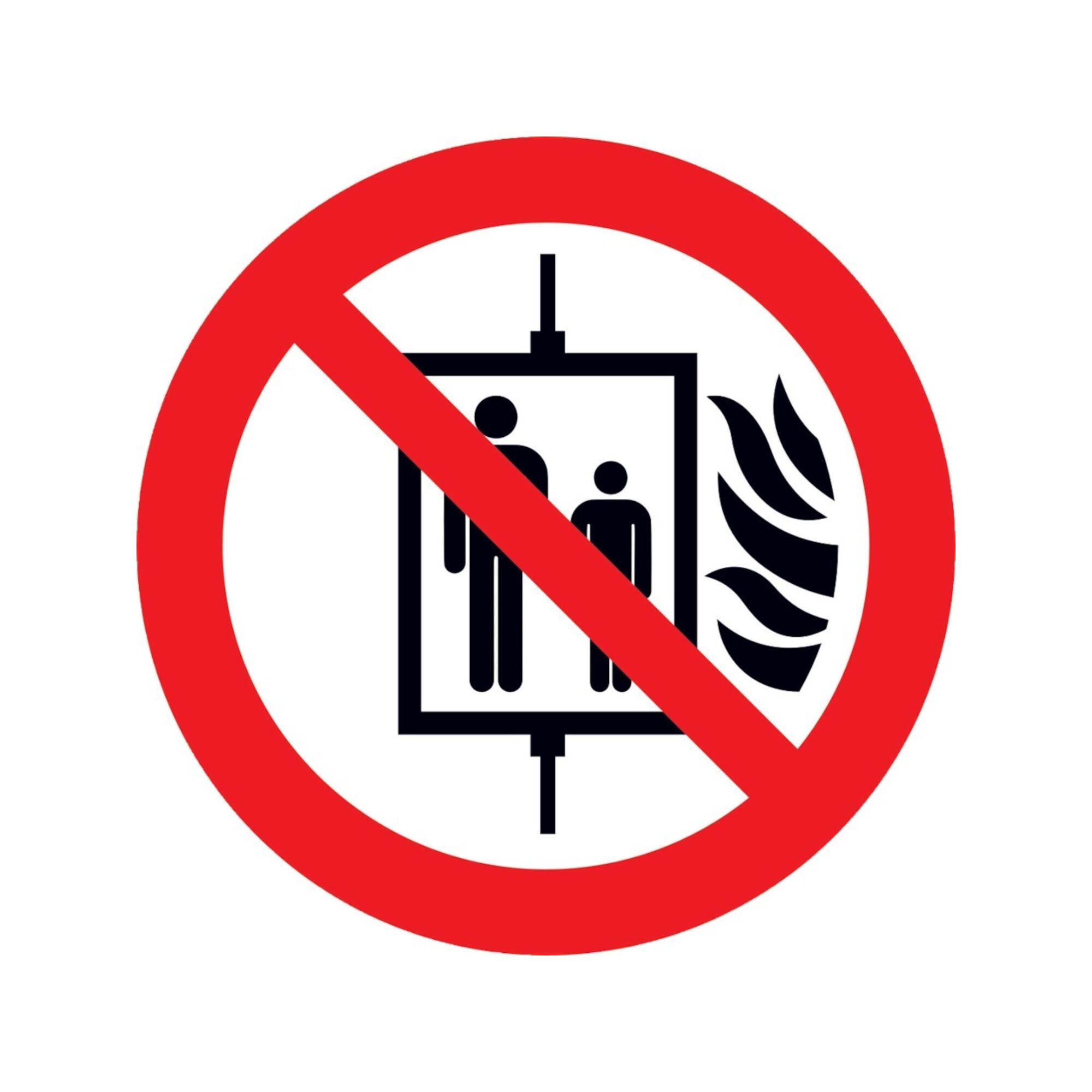 SafetyMarking Verbotsschild Folie D100 mm Aufzug im Brandfall nicht benutzen ; wolk (21.A6150)
