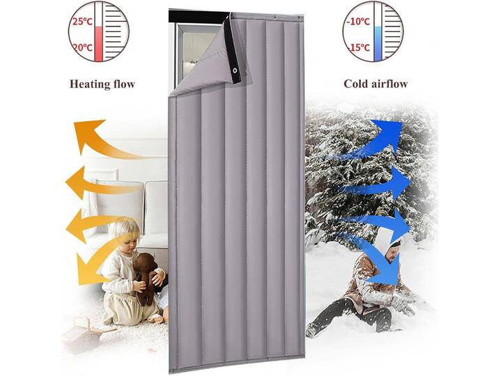 Rideau de porte thermique pour l'hiver, couverture de porte isolée, barrière insonorisée, couverture de porte optique, rideau de porte d'hiver
