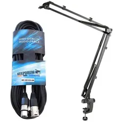 K&M 23840 Gelenkarm-Stativ mit Mikrofonkabel, Mikrofonständer, Schwarz