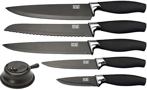 Taylor s Eye Witness Brooklyn Chrome 5 Piece Knife Set With Knife Sharpener