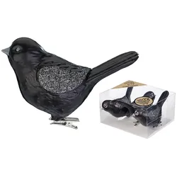 3 Christbaumschmuck Vögel auf Clip 9cm Kunststoff Christbaumkugeln Große Weihnachtskugeln Weihnachtsbaum Deko Weihnachtsbaumschmuck Uni Schwarz