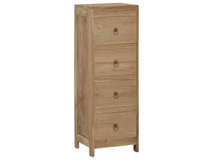 smnyxs Kommode 30 x 30 x 90 cm aus massivem Teak-Holz, 4 Schubladen Rustikales Finish, ofengetrocknetes Holz, Wandbefestigung inklusive, Aufbewahrung für Kleidung und Bücher