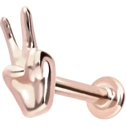 14 Karat Gold Labret mit Push Fit PEACE-ZEICHEN