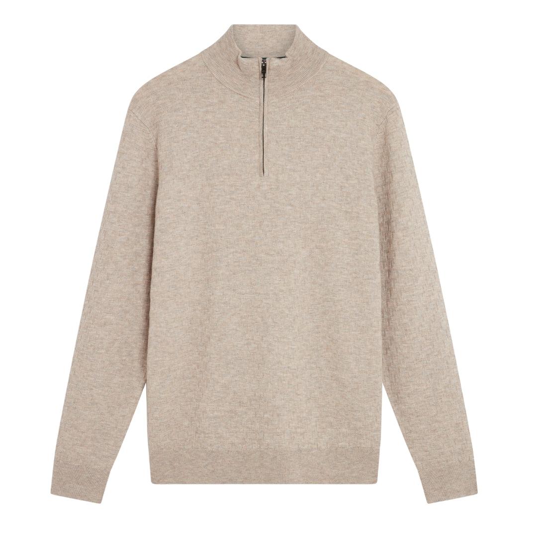 Ted Baker Kurnle T Stitch Strickpullover In Kamel Mit Halbem Reißverschluss