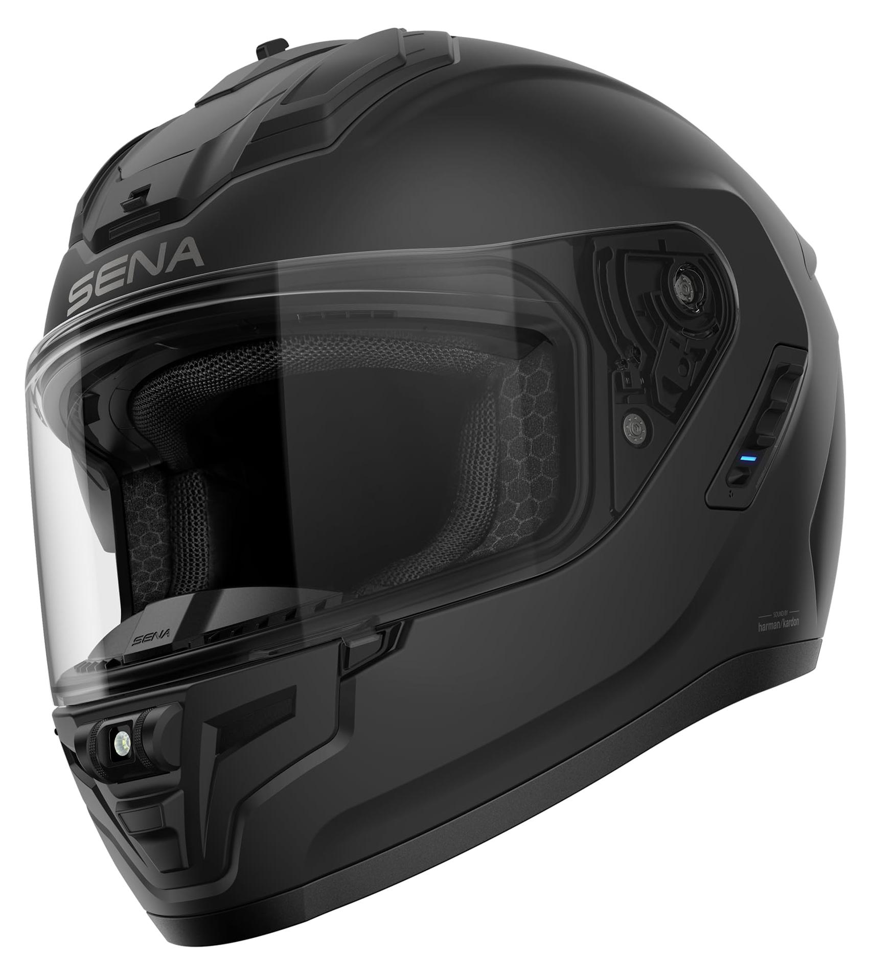Integralhelm mit Kommunikation, LED-Licht & Harman Kardon Sound (M, Schwarz)