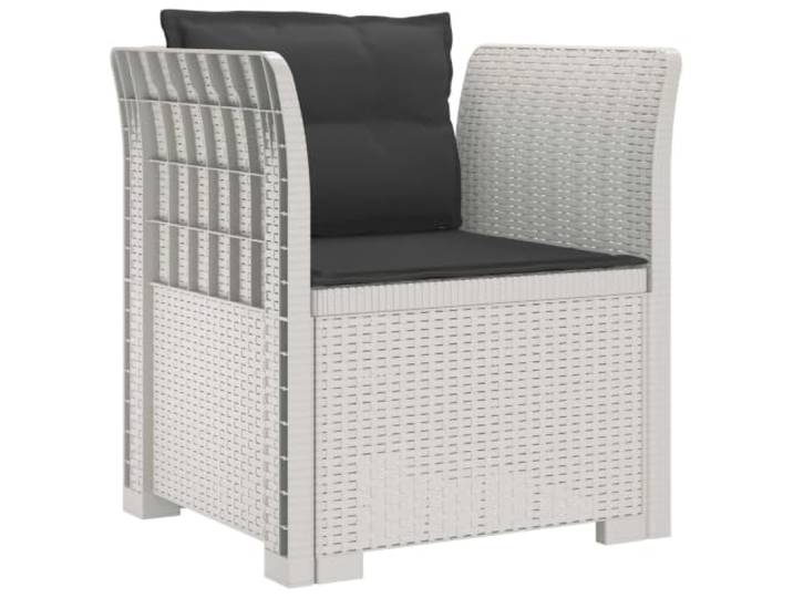 Rattan-Sessel, weiß, Polypropylen, mit Kissen, für den Außenbereich Einzelsitz, Kissen inklusive, pflegeleicht, Verwendung auf Balkon, Terrasse, Veranda, einfache Montage