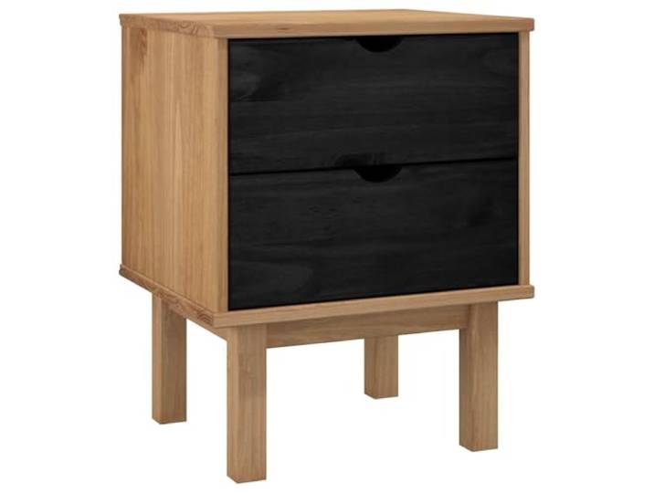 KDVXBCQJH Nachttisch OTTA Kiefernholz Massiv 45x39x57cm Schwarz Zwei Schubladen bieten diskreten Stauraum im Schlafzimmer, während die gewachste Holzoberfläche edel Akzente setzt.
