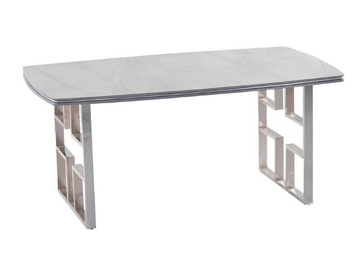 JVmoebel Esstisch Luxuriöser Esstisch mit grauer Holztischplatte und Edelstahlbeinen (1-St., Esstisch), Made in Europa