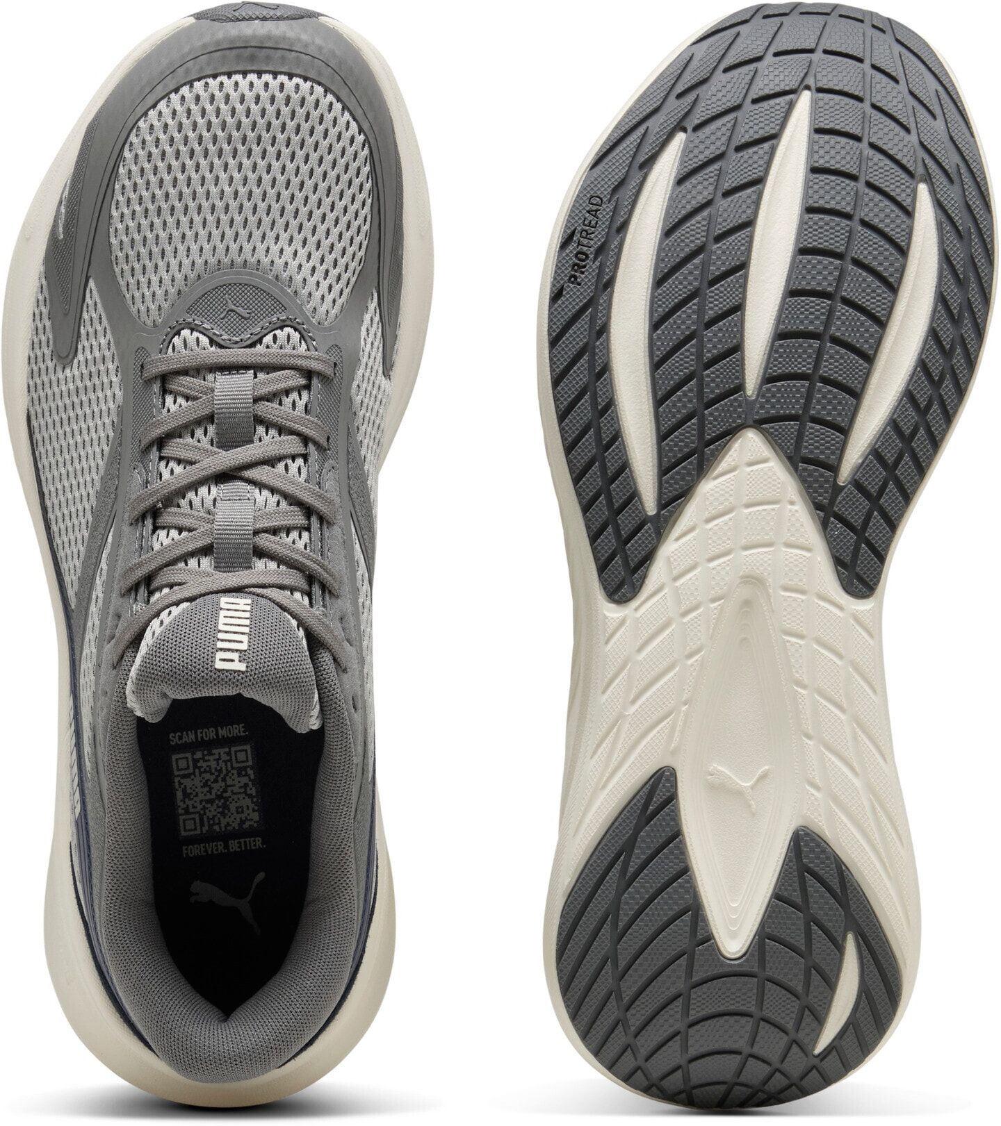 Laufschuh PUMA "MAXSTRIDE LITE LS", Gr. 42,5, Textil, warm weiß, puma navy, cool schwarz gray, gray echo, Schuhe Laufschuh