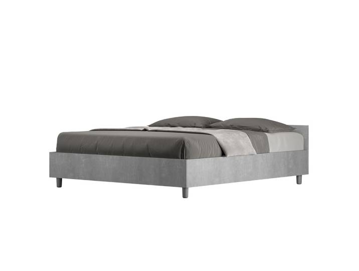 Lit coffre 160x190 effet bois gris béton