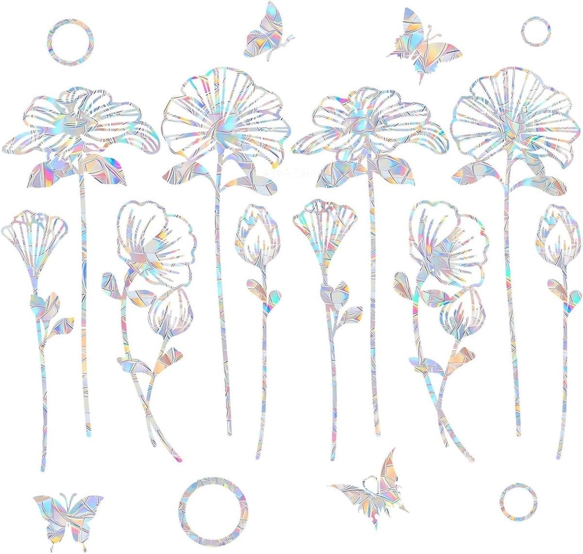 Set van 10 transparante regenboog folie raamstickers voor vogelbescherming