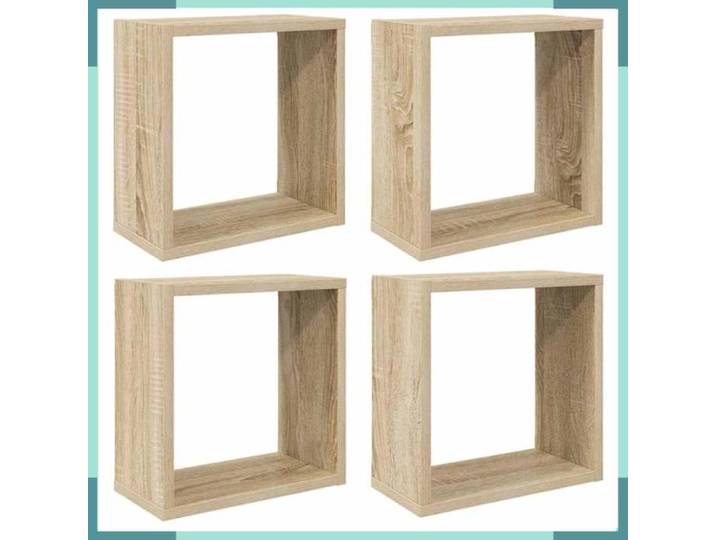 FHE Étagères cube murales sonoma - Bois d'ingénierie - Intérieur - Cuisine - Chêne - 30x15x30 cm - 4 pcs