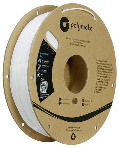 Polymaker PC02002 Polymax Tough Filament PC (Polycarbonat) hohe Steifigkeit, hitzebeständig, schlagfest 1.75mm 750g Weiß 1St.