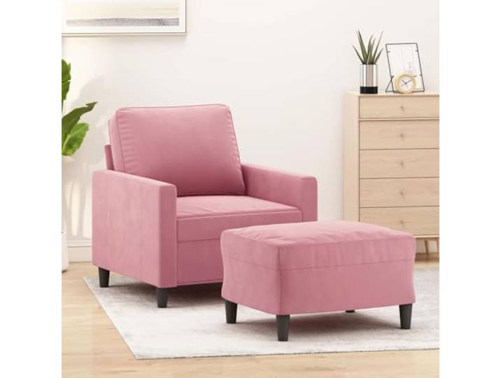 HEFZGDB Sessel mit Hocker Rosa 60 cm Samt Polsterung Modernes Design Bequem Entspannen Robustes Gestell Strapazierfähig Kompakt Vielseitig Wohnzimmer Sitzgelegenheit