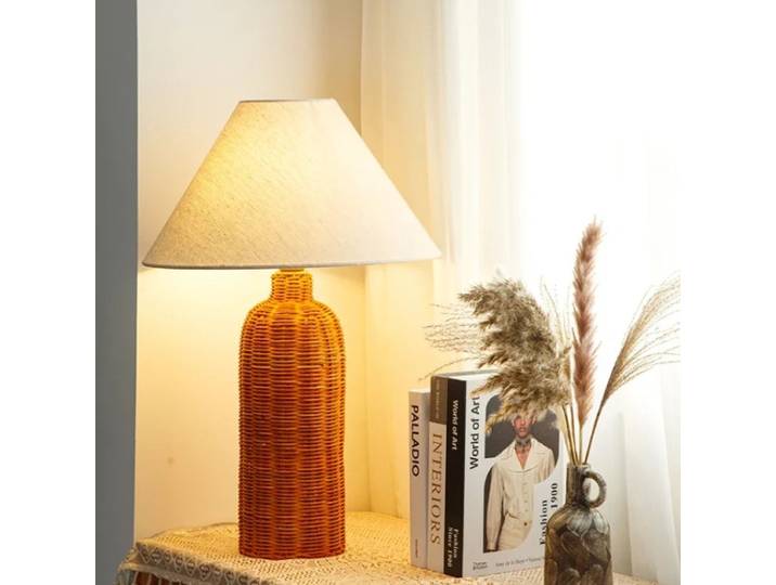 Lampe sur pied en rotin style Wabi-sabi rétro, forme de marteau, lustre LED, pour chambre à coucher, décoration de la maison, lustre