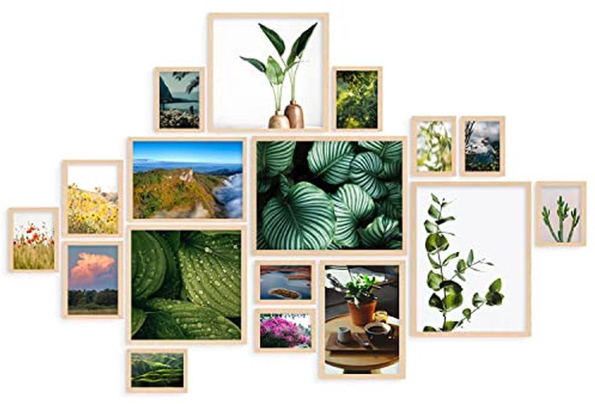 Fotolijsten Collage Set Bruin - 17 Fotolijsten in Verschillende Maten voor Muurdecoratie