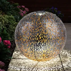 Windlicht Solar Garten Solarleuchte LED Steckleuchte IP44, Erdspitz, Metall Muster antik goldfarben silbergrau, 1x LED 3000K, DxH 27x38 cm