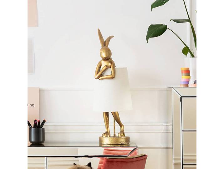 KARE Tischlampe Animal Rabbit, messing / gold, für Wohn- / Esszimmer, Kunststoff, Design