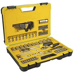 Stanley, Steckschlüssel + Stecknuss, Steckschl.-Set 75-tlg. 1/2"+1/4"""