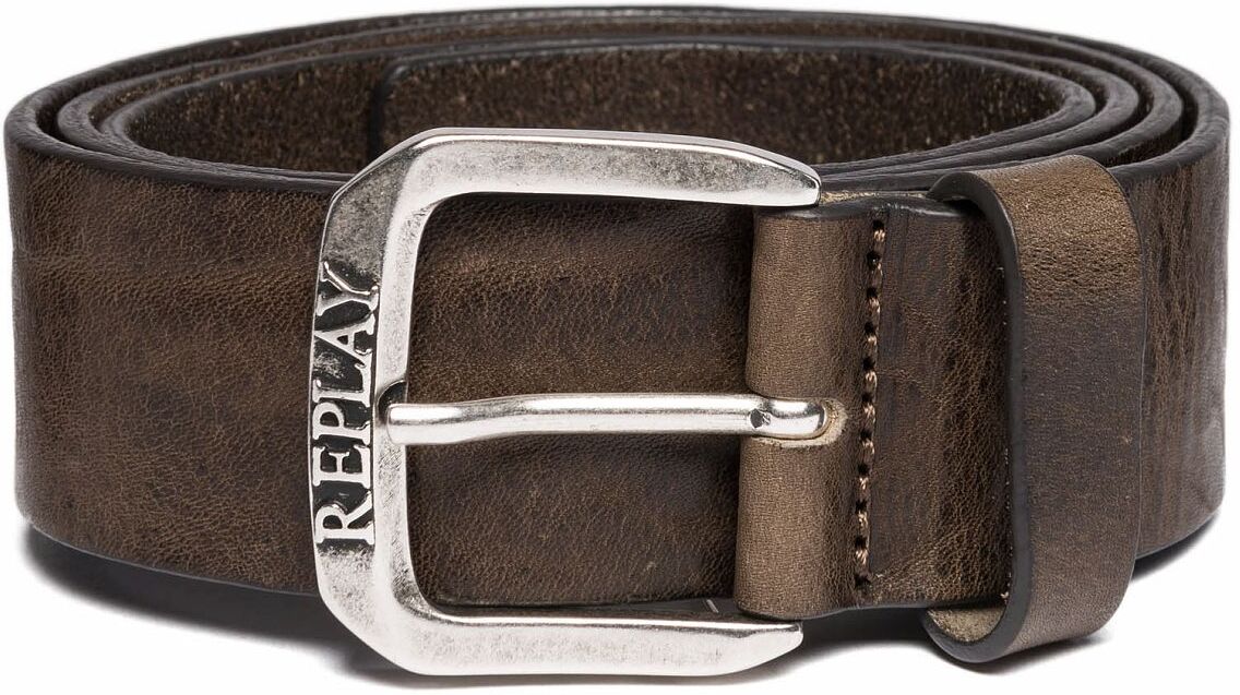 Ledergürtel REPLAY, Herren, Gr. 85, grau (faded grau mud), Rindsleder, Gürtel Ledergürtel faded grau mud 85