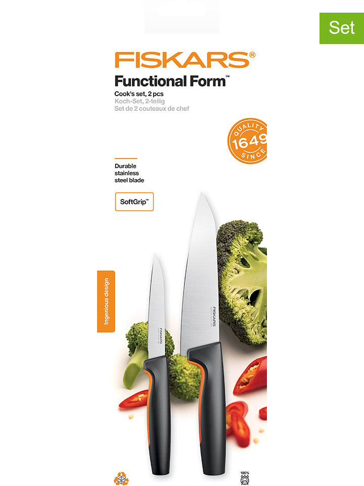 Fiskars 2tlg. Küchenmesser-Set "Funtional Form" in Schwarz - onesize