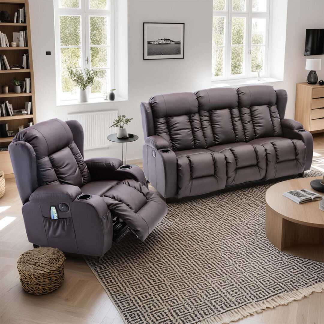 Rosalind Wheeler Electric Reclining Living Room Sets Brown 2