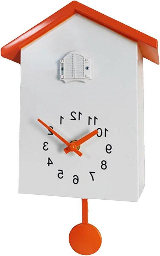 HAMON Analoge Wandklok voor Volwassenen - Wit/Oranje