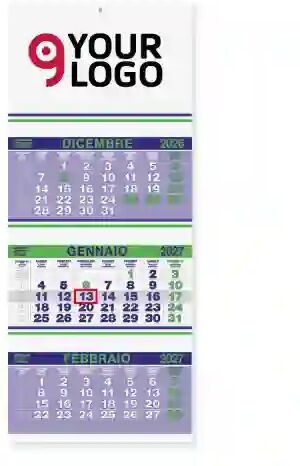 Calendario Trittico Fluo 31x69 cm carta naturale 70gr Rinforzato Personalizzate o neutre