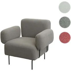 Lounge-Sessel HWC-L83, Cocktailsessel Polstersessel Sessel, Bouclé Stoff/Textil Metall ~ grau