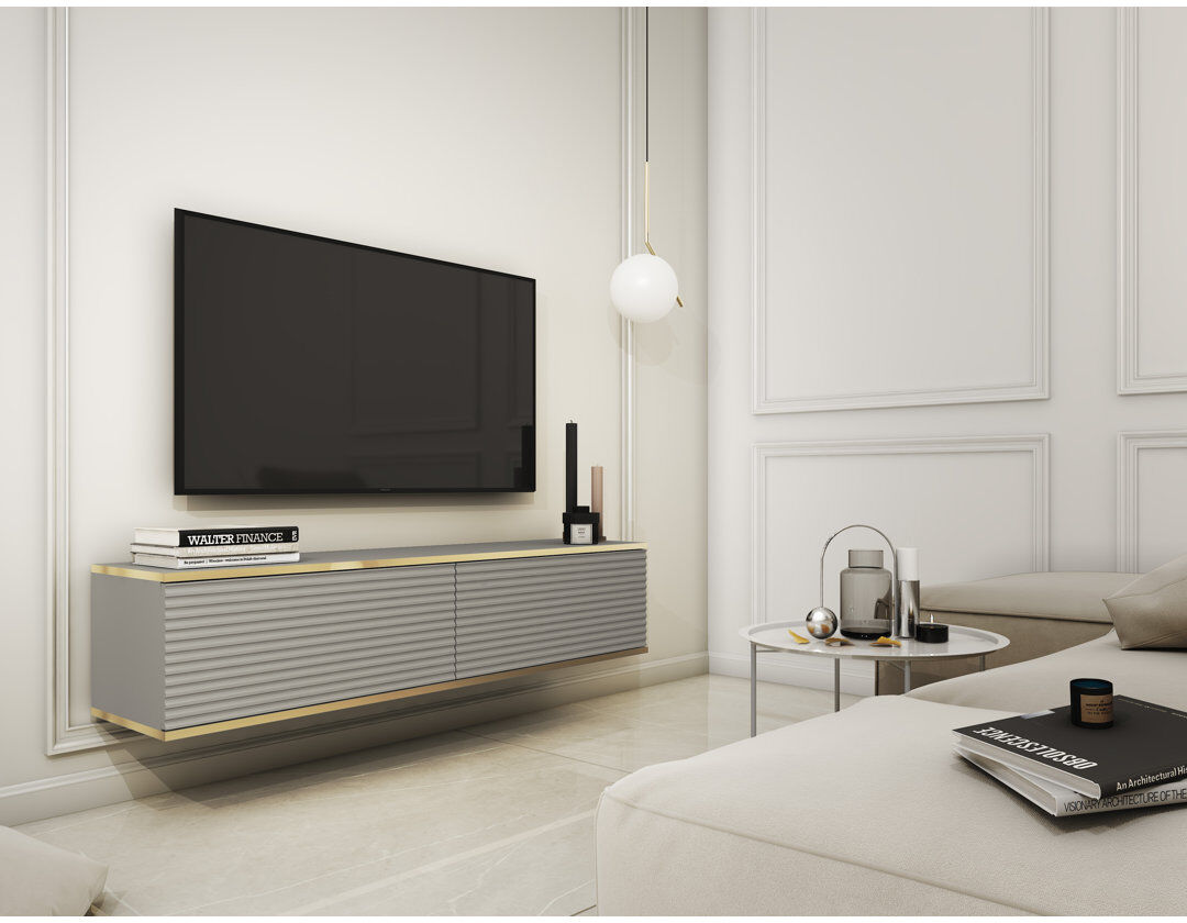 Fairmont Park Perina TV Stand Grey/Gold 30cm H x 135cm W