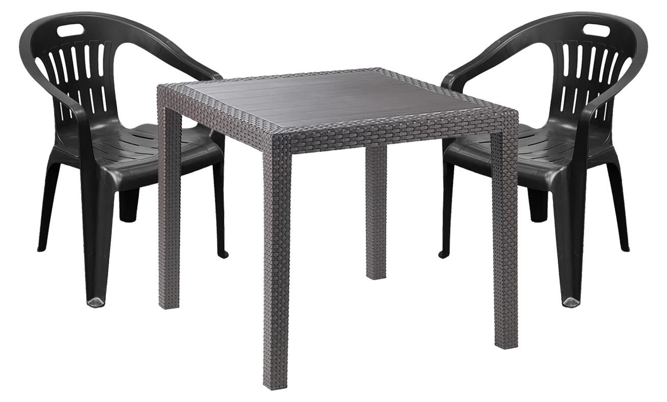 Mojawo 3-delige bistroset voor tuin of balkon, antraciet