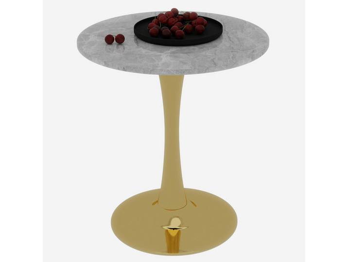 Stilvora Couchtisch in Gold Wohnzimmertisch mit einer runden Marmor-Tischplatte für Wohnzimmer, B70/T70/H72 cm, Goldfarben, Metall, Rund,Rund, 70x72x70 cm, Wohnzimmer, Wohnzimmertische, Couchtische