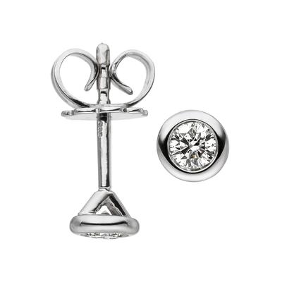 Paar Ohrstecker JOBO "Ohrringe Weißgoldohrringe Solitär 5 mm", weißgold 585, Ohrringe, Damen, 4,9mm, Diamanten Weißgold 585, Diamanten, Weißgold 585, 585 Weißgold mit 2 Diamanten 0,24 ct.