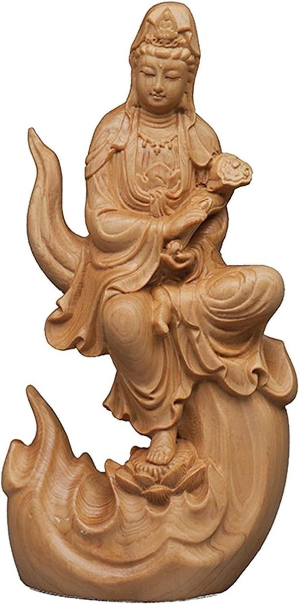 Houten Kuan Yin Standbeeld Goddess of Mercy Boeddha Decoratie voor Home en Office