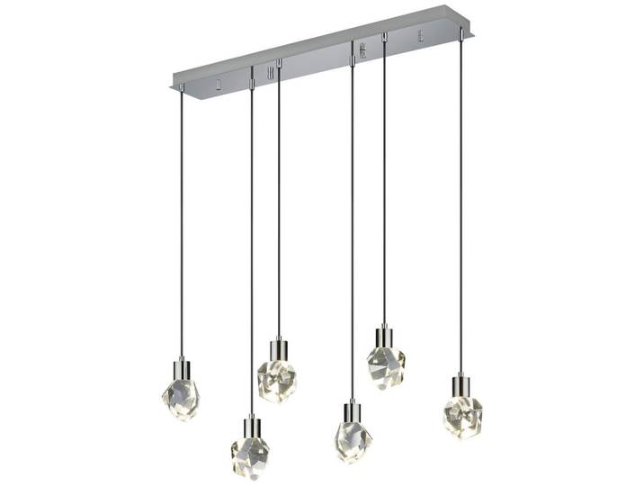 Trio Leuchten Kristall-Hängeleuchte, Chromfarben, Transparent, Metall, Glas, 20x150x96 cm, Lampen & Leuchten, Innenbeleuchtung, Hängelampen