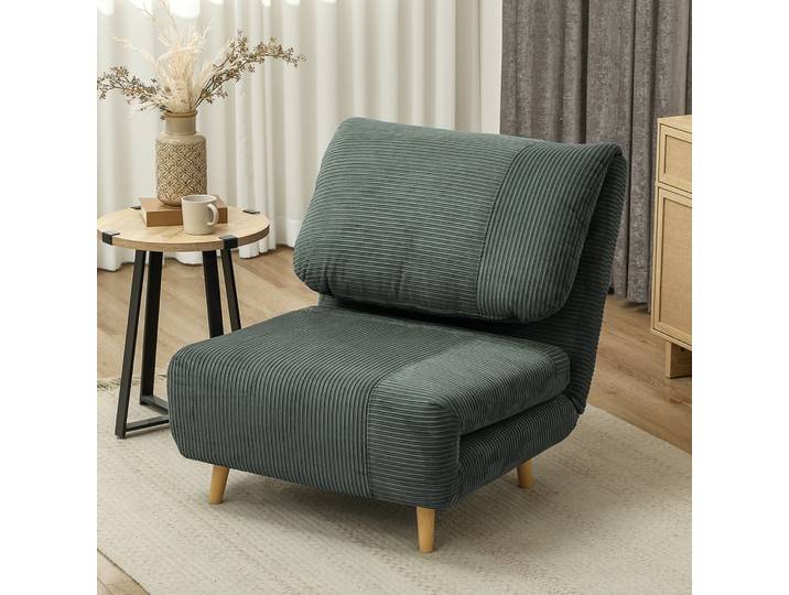 HOMCOM Fauteuil Convertible Lit Velours Vert 82x89x83 cm