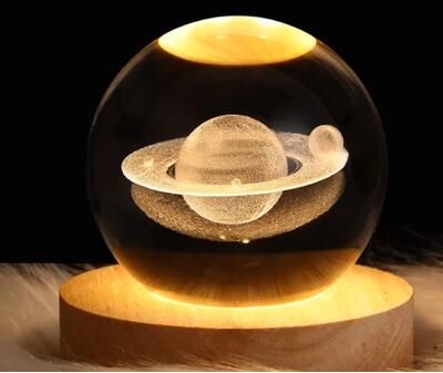 Multisell Products Hub Moon Planet Galaxy Table Lamp, Kids LED Crystal Ball Toys, Educational Decor, Party, Birthday Xmas Gifts saturn