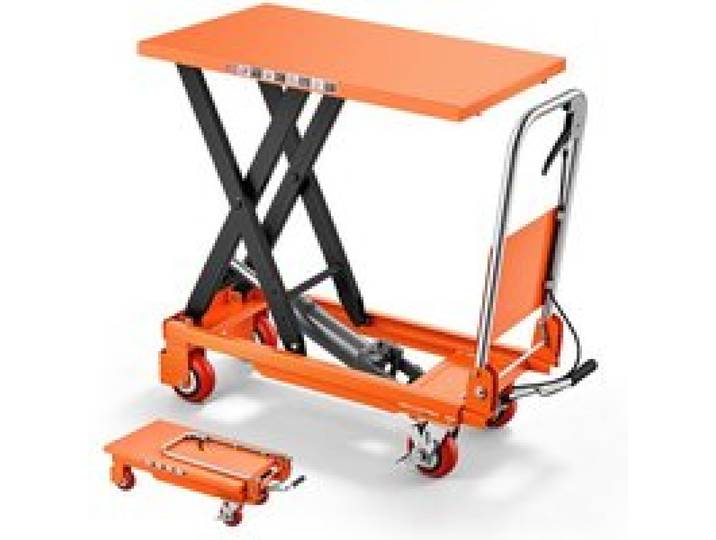 VEVOR Hydraulischer Hubtischwagen 500kg Belastbare Hebebühne 900mm Hubhöhe, Scherenhubtisch zum Transport für Werkstatt Lager & Baustelle, Stahlkonstruktion, Einzelschere, mit 4 Rädern & Klappgriff