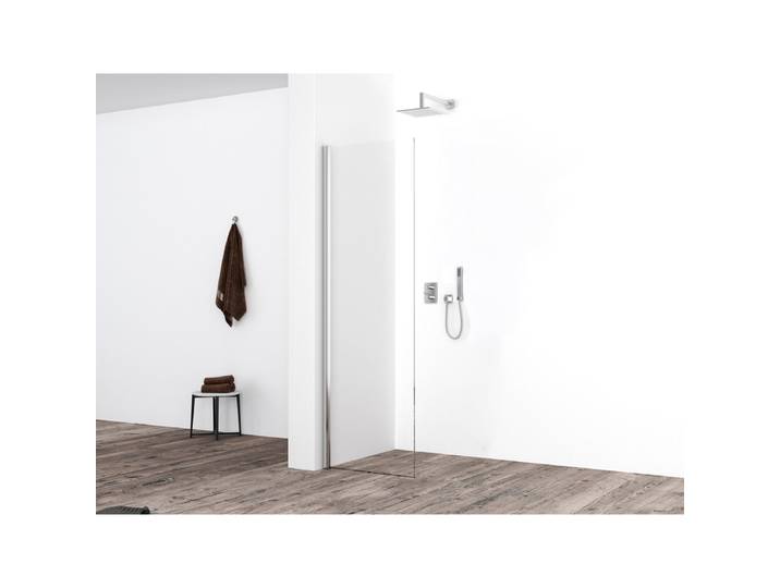Xellanz Eco Zijwand met Muurprofiel - 400x2000x8mm - NANO - Helder Glas/Chroom
